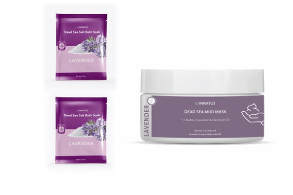 Combination Value Pack 2/2.5 oz packets of Lavender Dead Sea Bath Salt and one Lavender mud mask 4 oz