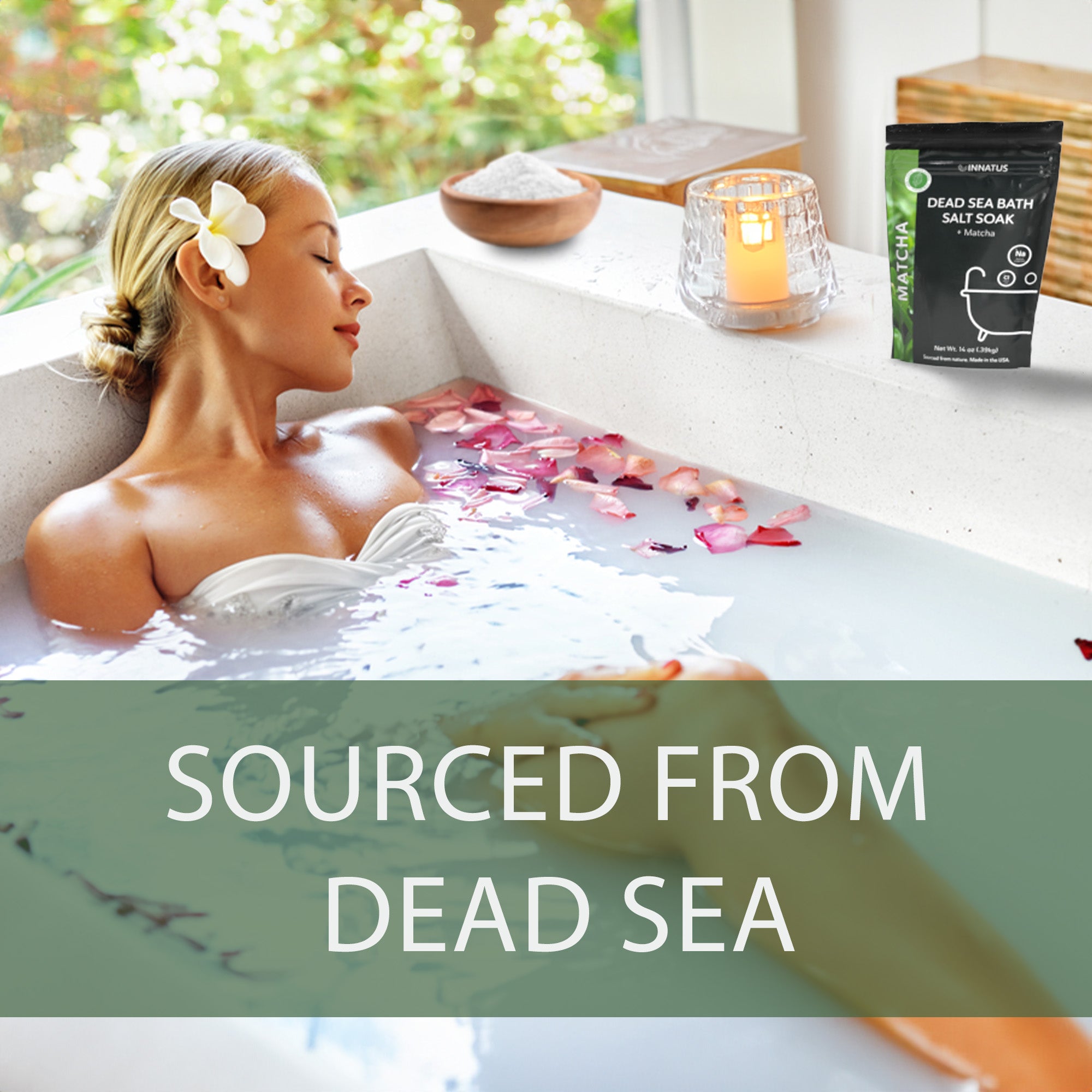 Dead Sea Bath Salt Matcha soak with 21 minerals