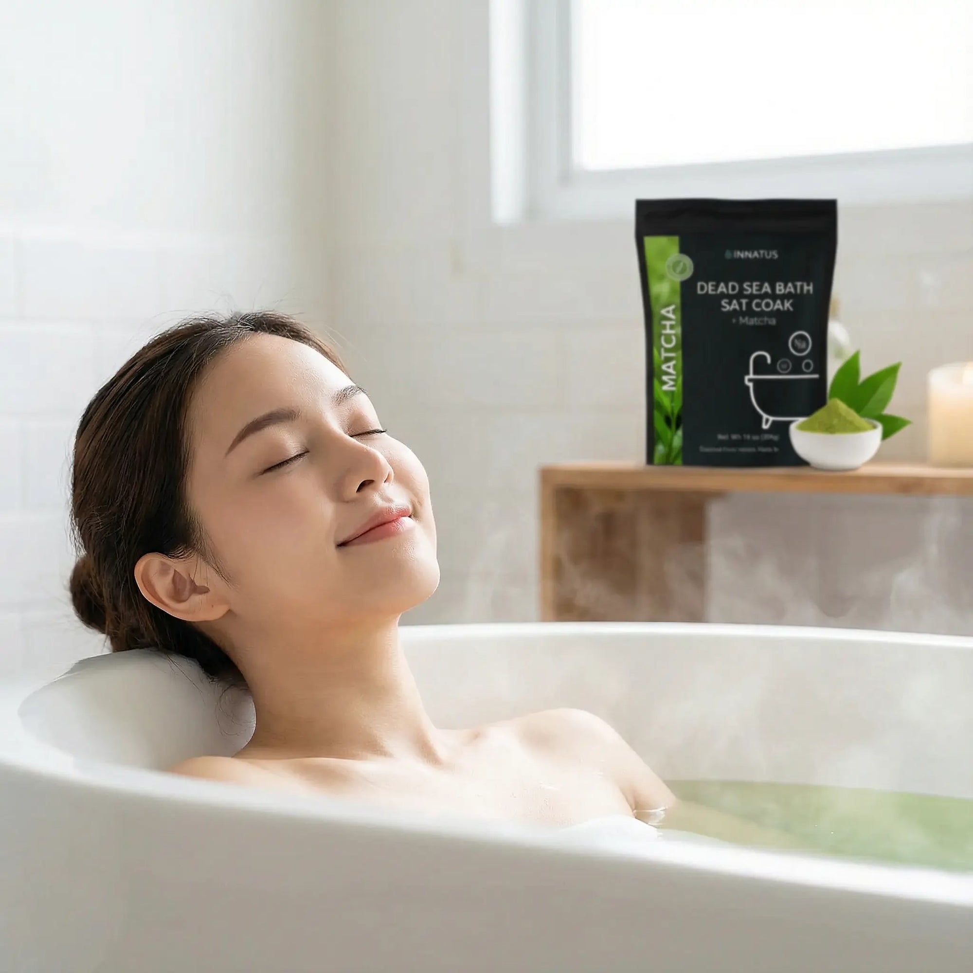 Dead Sea Bath Salt Matcha soak with 21 minerals 4oz