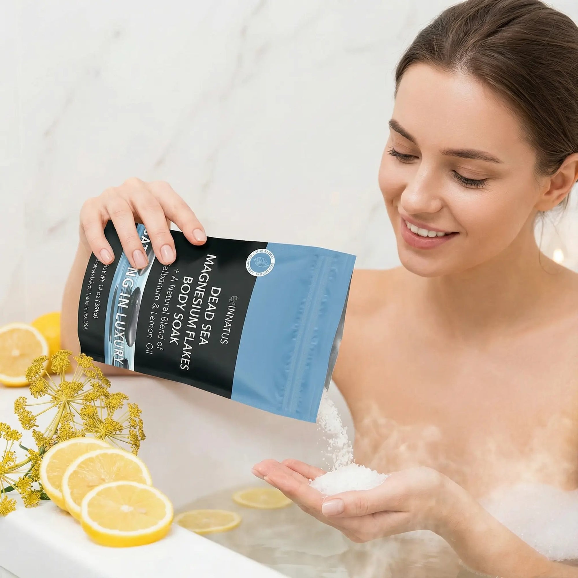 pure Dead sea magnesium flakes Bathing in Luxury  soak