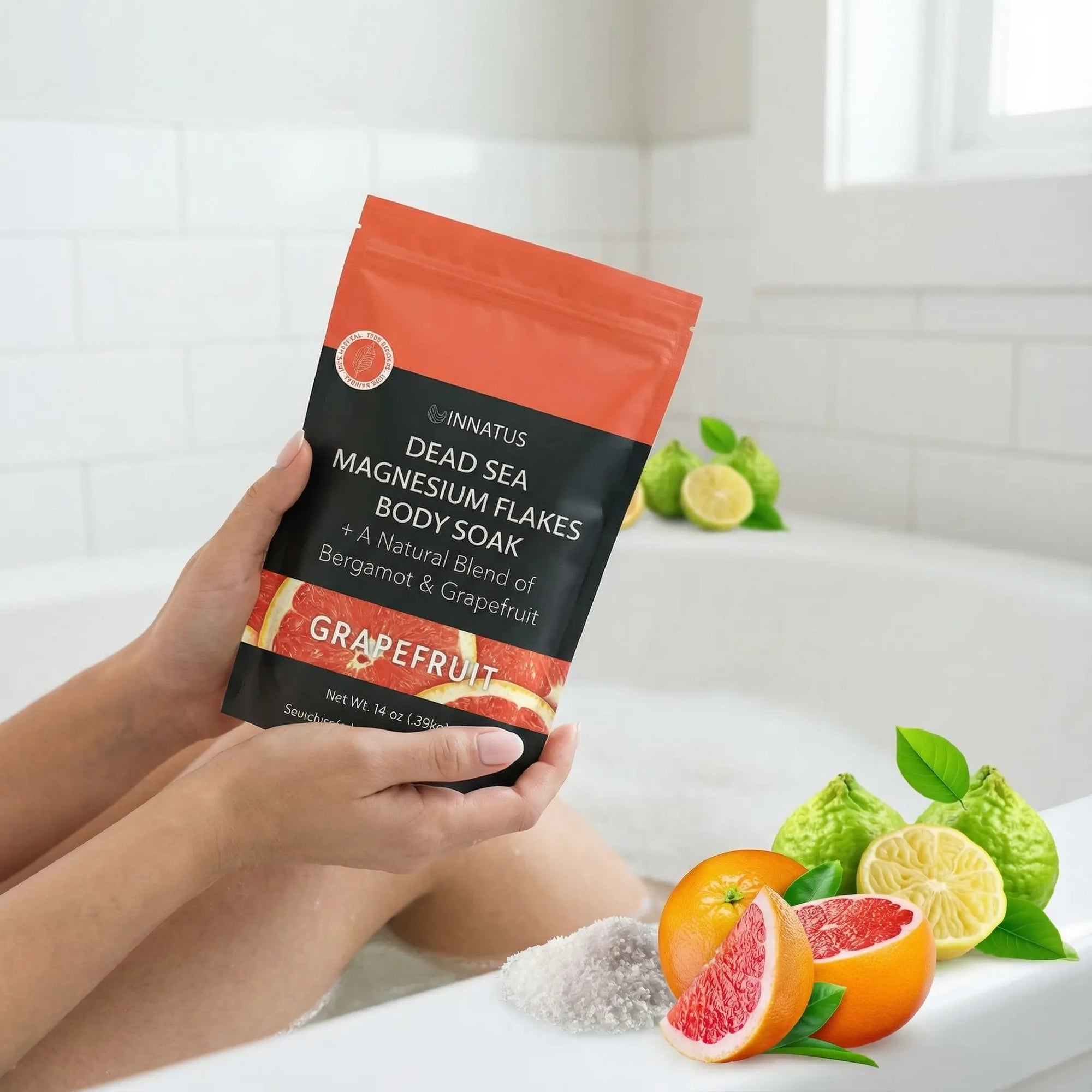 Pure Dead Sea Magnesium Flakes Restful Grapefruit Soak