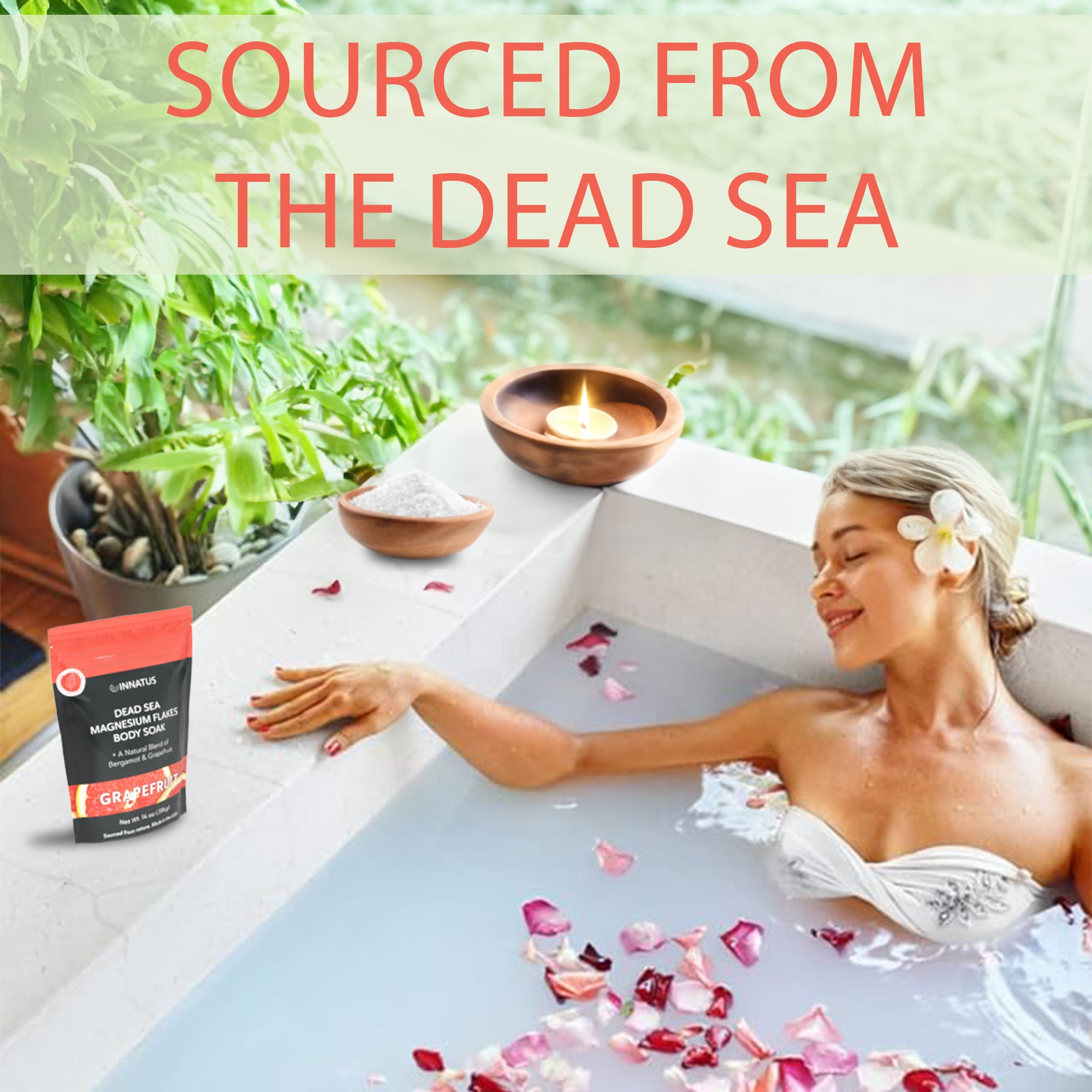 Pure Dead Sea Magnesium Flakes Restful Grapefruit Soak