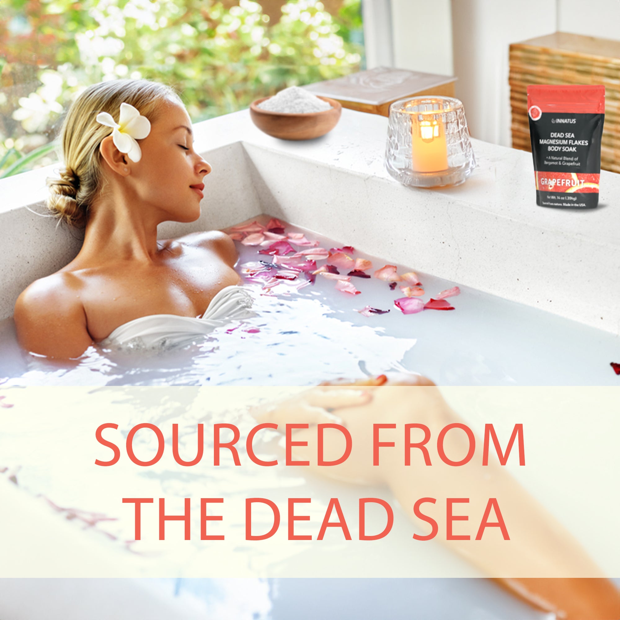 Pure Dead Sea Magnesium Flakes Restful Grapefruit Soak