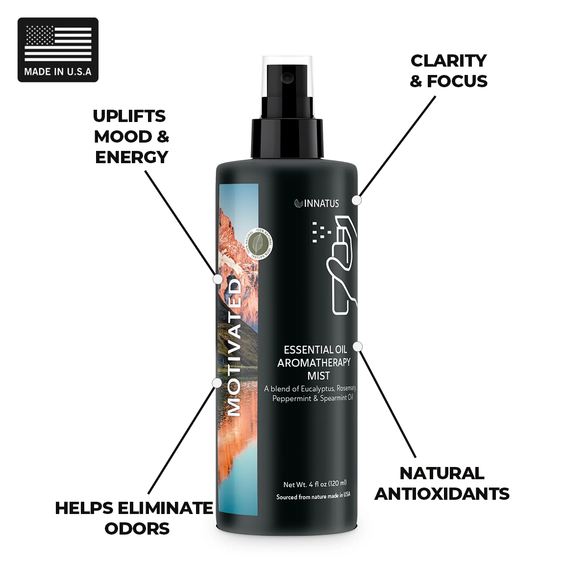 Eessential oil aromatherapy Motivated  mist