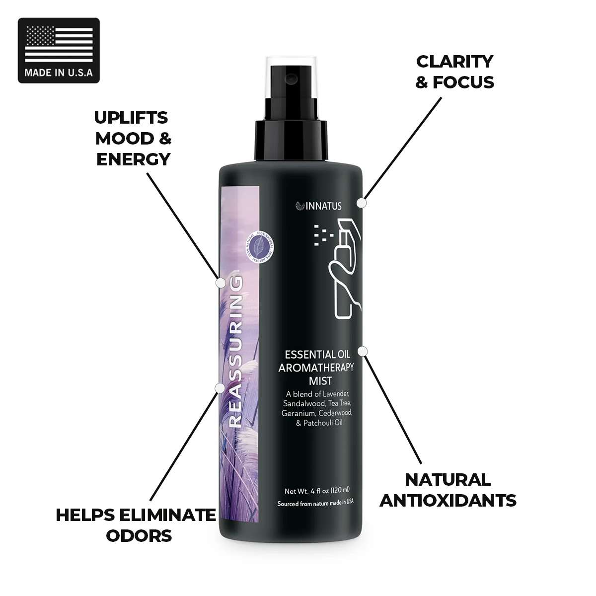 Essential oil aromatherapy reassuring mist