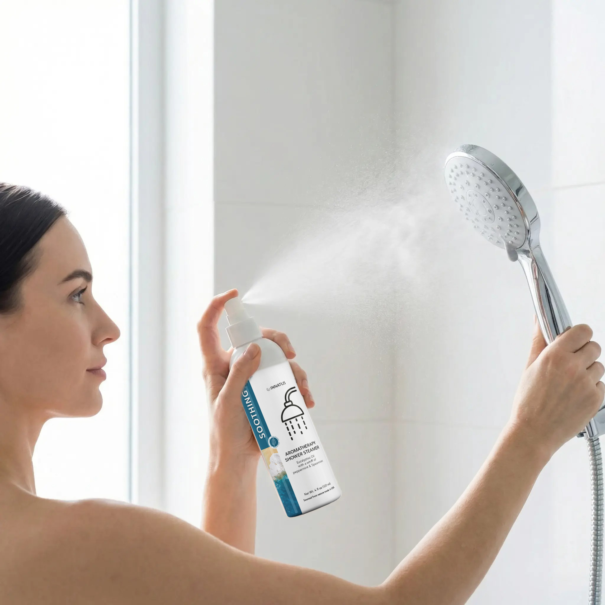 Soothing shower spray eucalyptus oil with a whiff of Peppermint