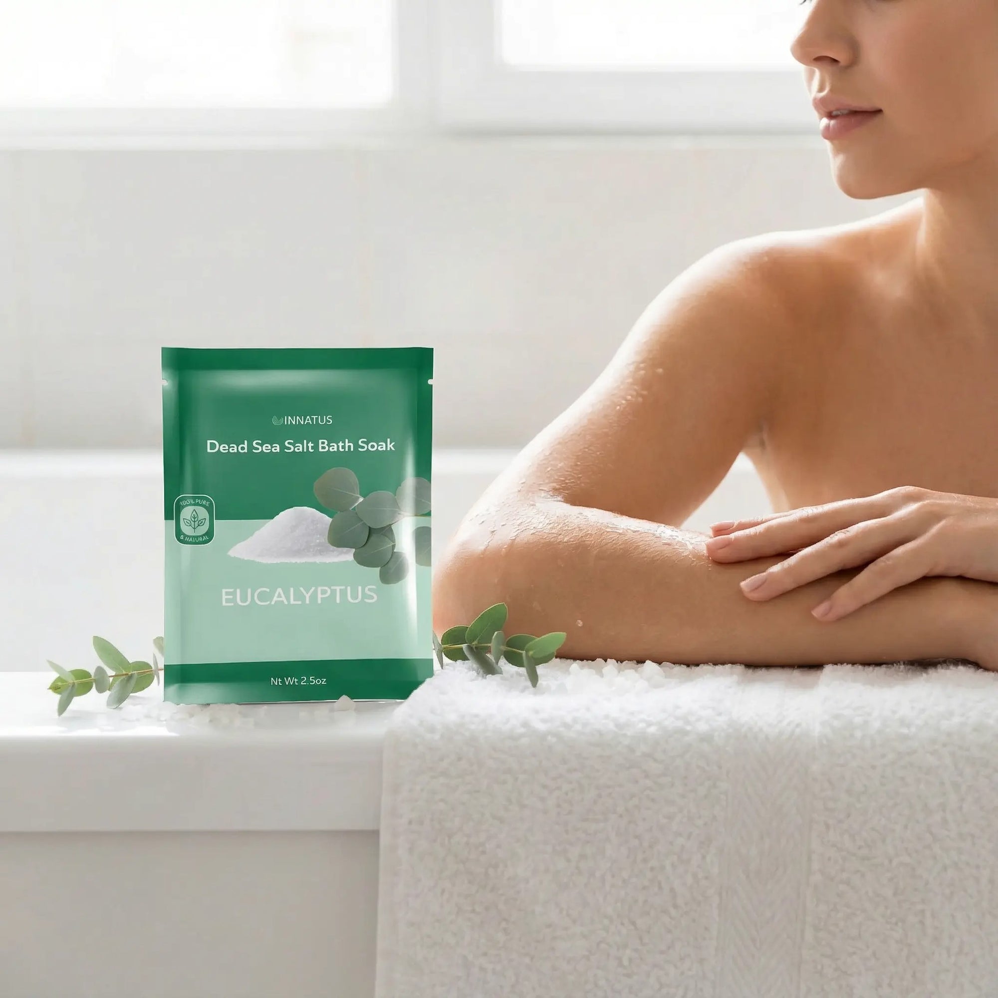 Combination Value Pack 2/2.5 oz packets of Eucalyptus Dead Sea Bath Salt and one Eucalyptus mud mask 4 oz